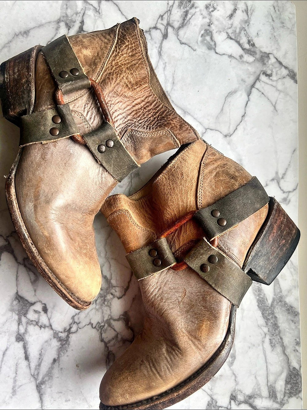 Frye Leather Harness Ankle Boots US 5